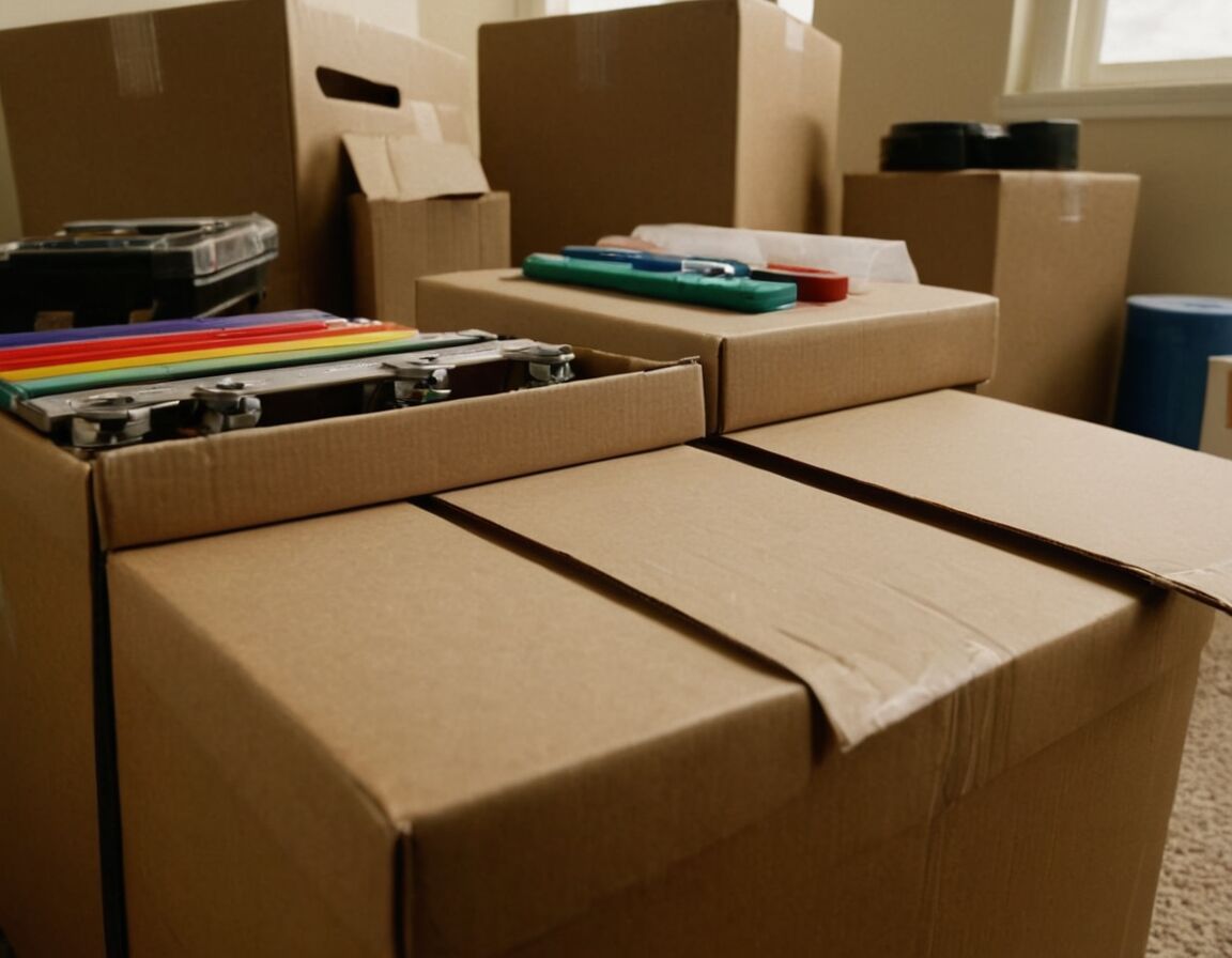Klebeband und Beschriftungsmarker für Kartons   - Welche Werkzeuge Du beim Umzug brauchst – und welche nicht